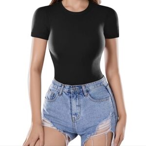 Mangopop MD Black Short-sleeved Bodysuit